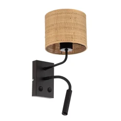 Vegglampe Jovin 1 lyskilde med spot, rottingparaply