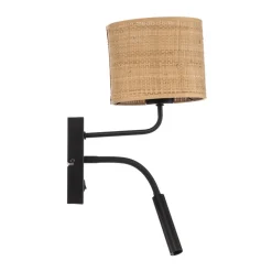 Vegglampe Jovin 1 lyskilde med spot, rottingparaply