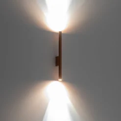 Vegglampe Laser, kobberfarget, metall, 40 cm høy, G9