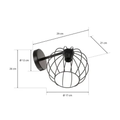 Vegglampe Madam, svart, med burskjerm