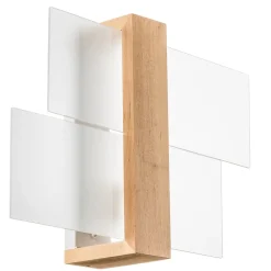 Vegglampe Shifted 1, glass og lyst tre