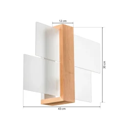 Vegglampe Shifted 1, glass og lyst tre