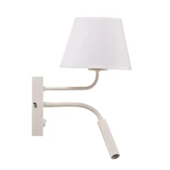 Vegglampe Soho, konisk, leselampe hvit/gull