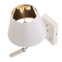 Vegglampe Soho, konisk, leselampe hvit/gull
