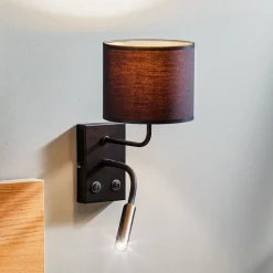 Vegglampe Soho sylindrisk leselampe svart/gull