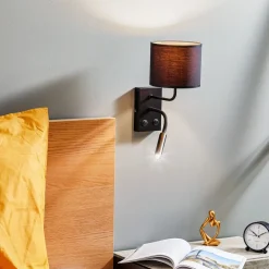 Vegglampe Soho sylindrisk leselampe svart/gull
