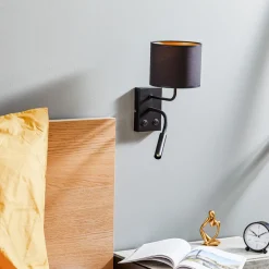 Vegglampe Soho sylindrisk leselampe svart/gull