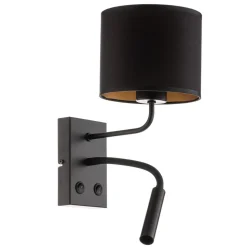 Vegglampe Soho sylindrisk leselampe svart/gull