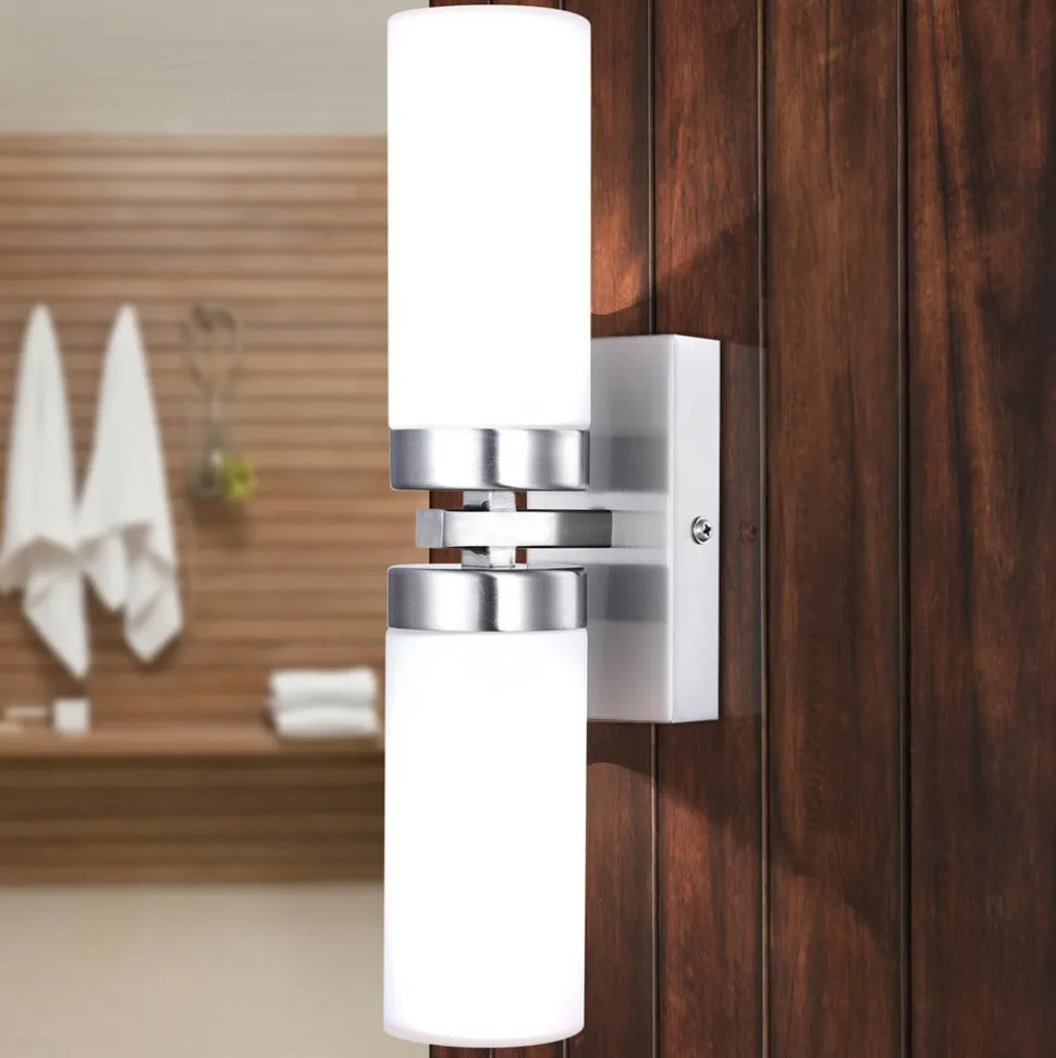 Vegglampe Space, nikkel, 2 lyskilder, IP44