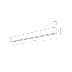 Vegglampe Straight L, 122 cm, hvit