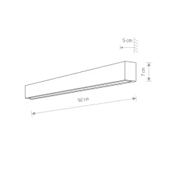 Vegglampe Straight M, 92 cm, hvit