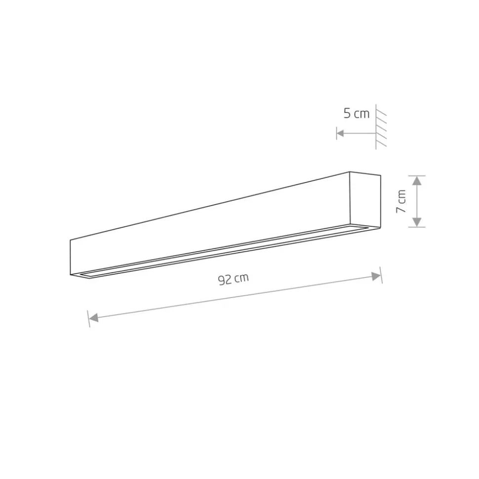 Vegglampe Straight M, 92 cm, hvit
