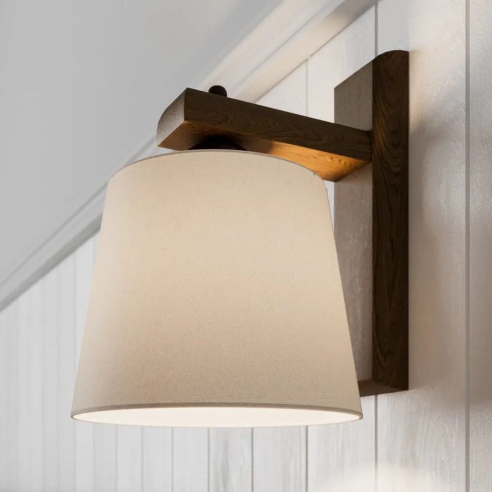 Vegglampe Sweden med trestativ, valnøtt eik