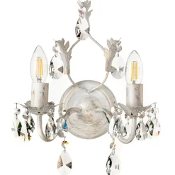 Vegglampe Teresa i krystall, elfenben med 2 lyskilder