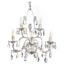 Vegglampe Teresa i krystall, elfenben med 5 lyskilder