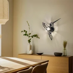 Vegglampe W-053 Laserskåret, svart fugledesign