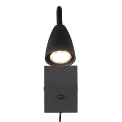 Vegglampe Wanda med støpsel, matt svart
