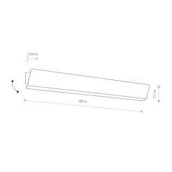 Vegglampe Wing, svart, stål, bryter, 68 cm bred