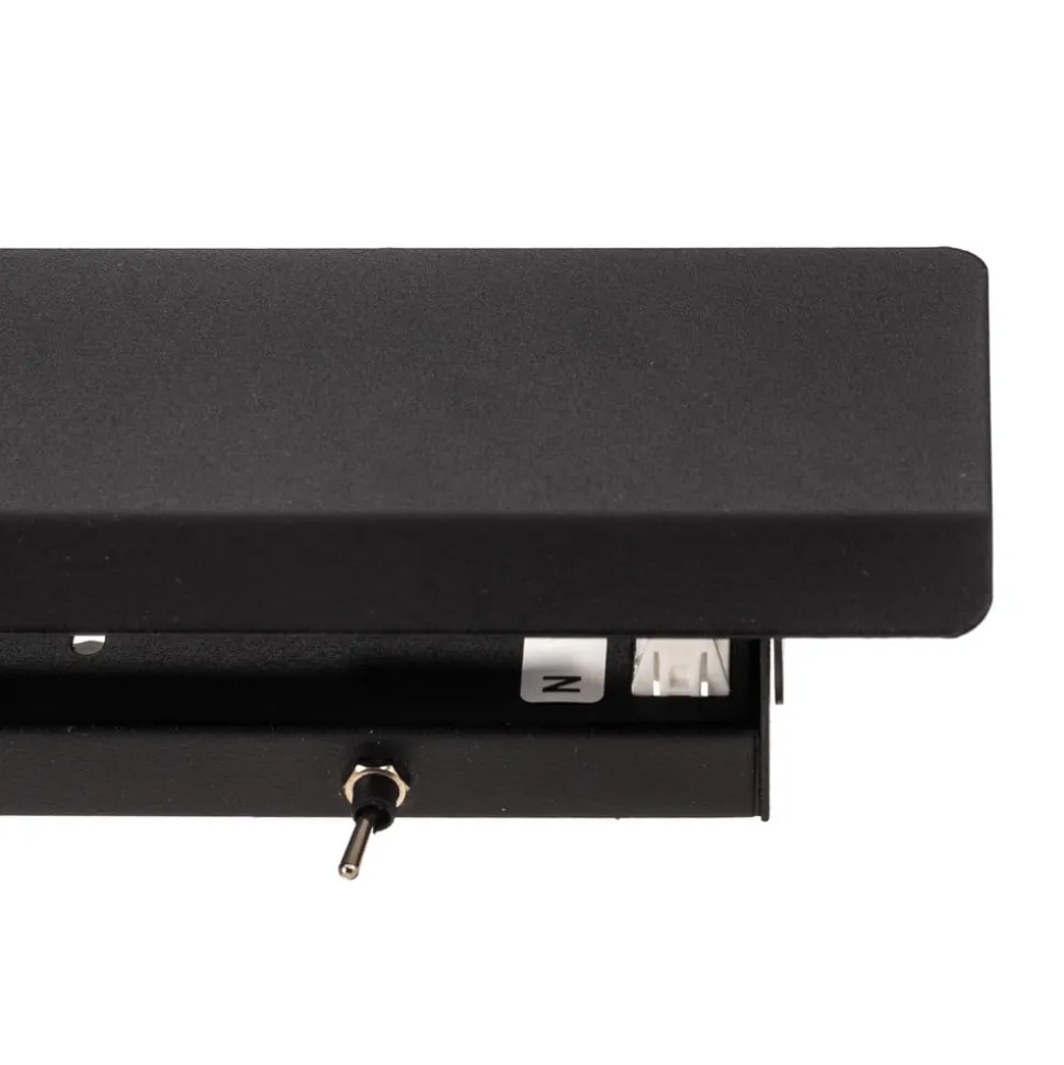 Vegglampe Wing, svart, stål, bryter, 68 cm bred