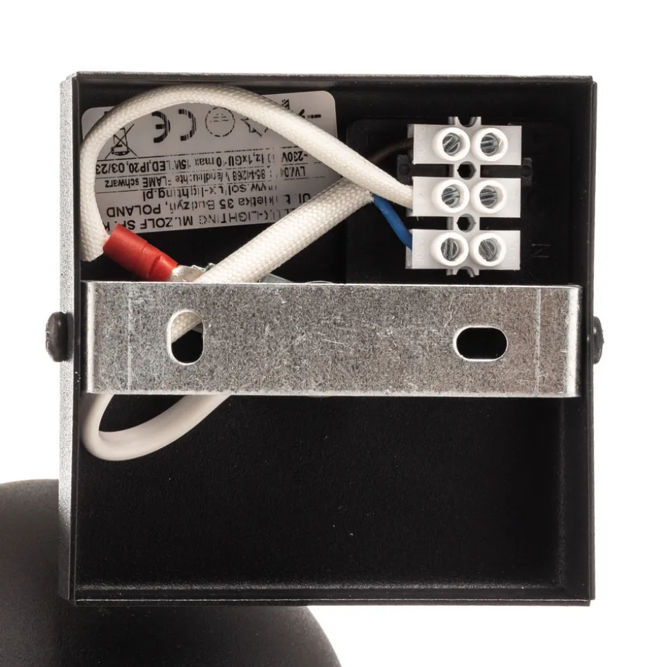 Veggspot Flame i stål, svart