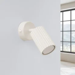 Veggspot karbon, beige, utkraging 16 cm, bryter, aluminium