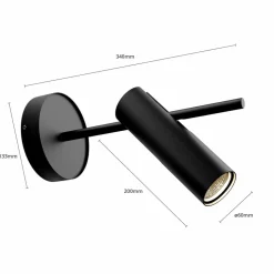 Veggspot Leda 1, 1 lyskilde, svart