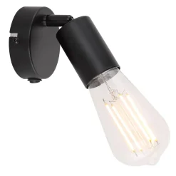 Veggspot Martha, svart, med bryter