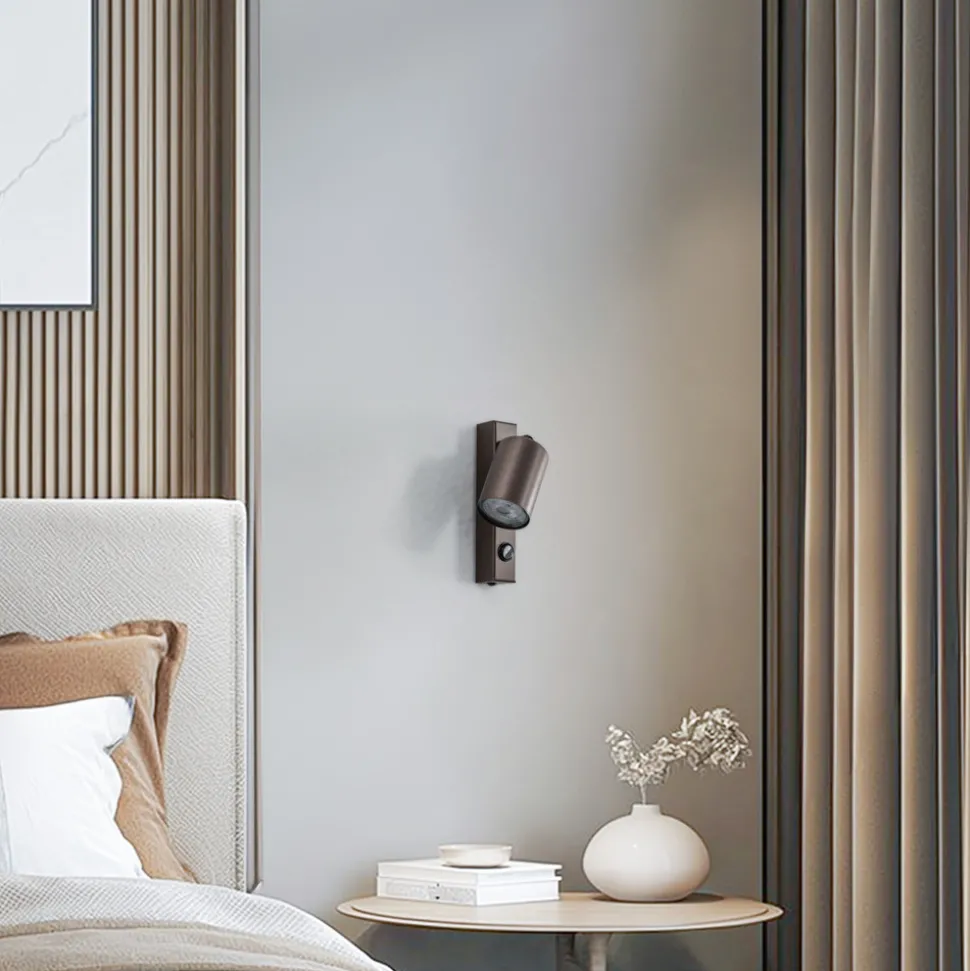 Veggspot Top, justerbar, bryter, brun, 1 lyskilde