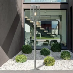 Veilampe Box II, 90 cm høy, sølv/klar, glass, IP44