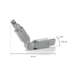 Vinkelkontakt for strømskinne Noa, grå