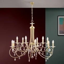 VIOLETTA lysekrone i gull med tolv lys