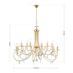 VIOLETTA lysekrone i gull med tolv lys