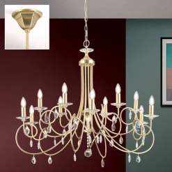 VIOLETTA lysekrone i gull med tolv lys
