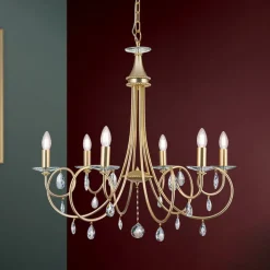 VIOLETTA lysekrone i gull med seks lys