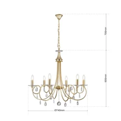 VIOLETTA lysekrone i gull med seks lys