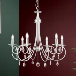 VIOLETTA lysekrone i sølv med seks lys