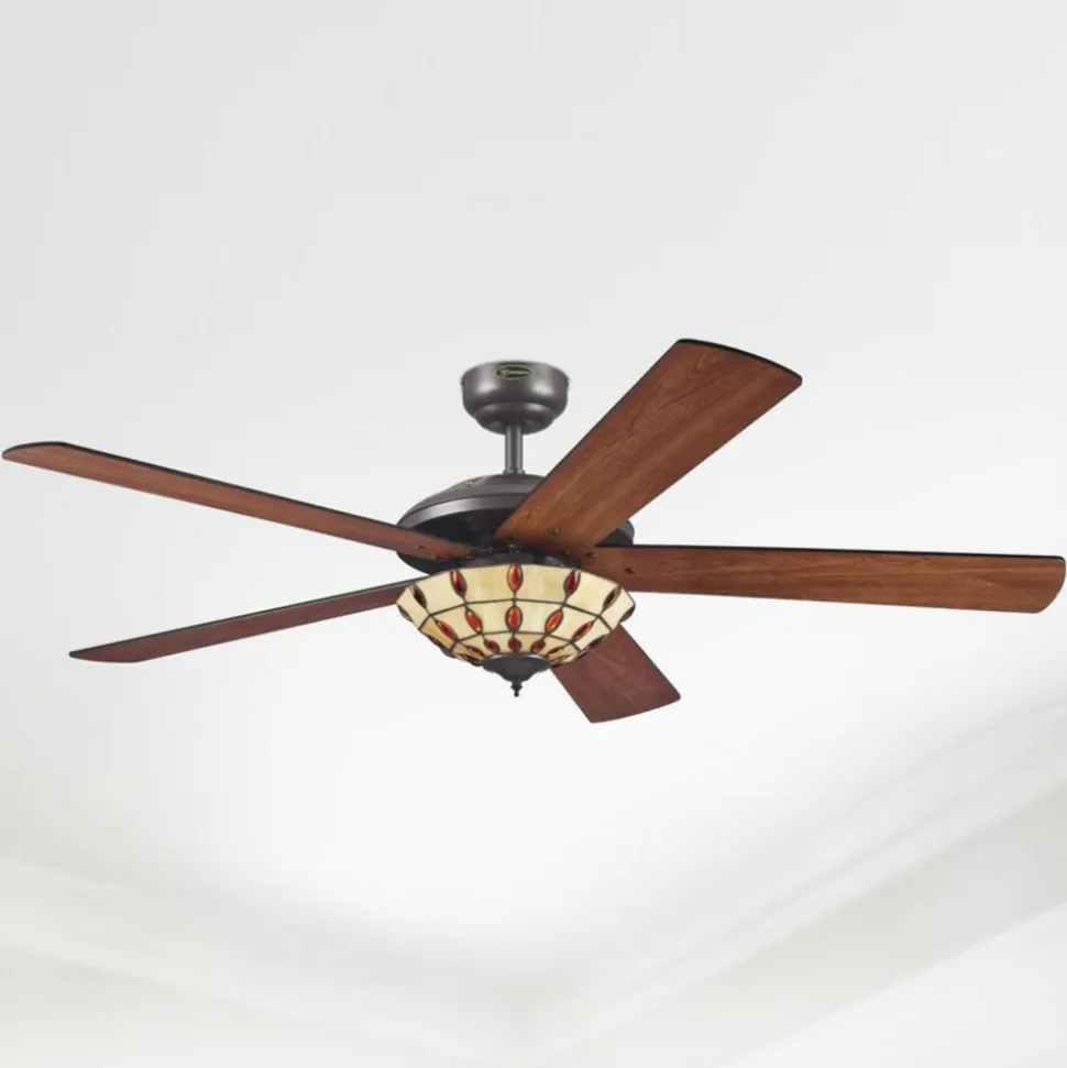 Westinghouse Comet T - Vifte med Tiffany-glass