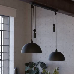 Winkworth pendellampe, svart, lengde 118 cm, metall, 2 lyskilder.