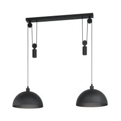 Winkworth pendellampe, svart, lengde 118 cm, metall, 2 lyskilder.