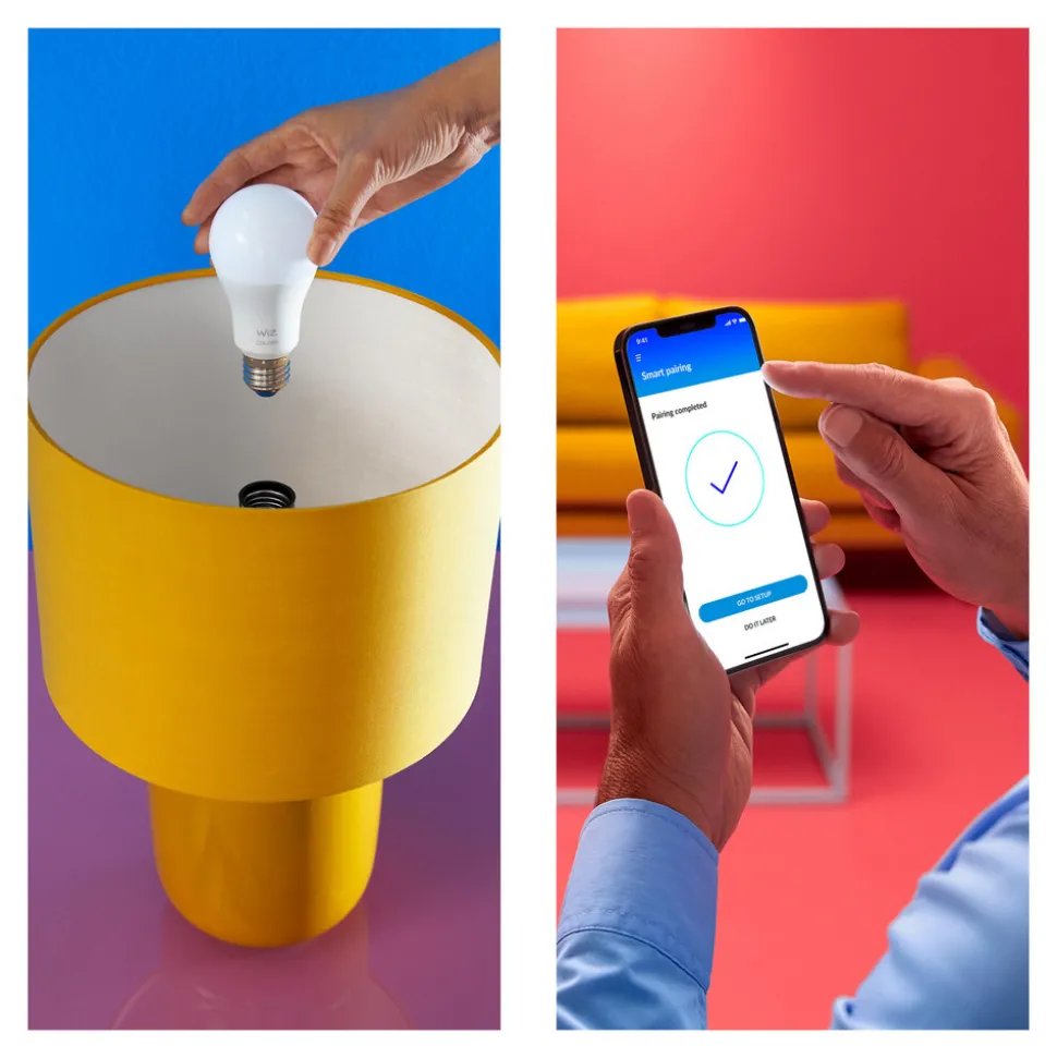 WiZ A60 LED-pære matt WiFi E27 8,5W RGBW sett med 2 stk