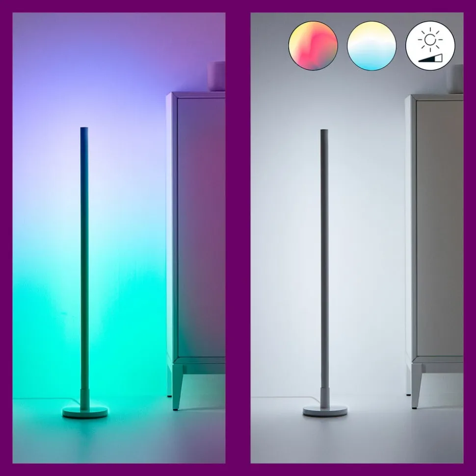 WiZ LED-gulvlampe Pole, justerbar i hvitt og farger