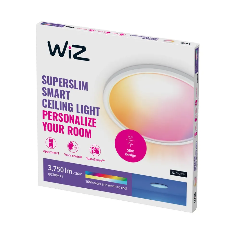 WiZ SuperSlim LED-taklampe RGBW Ø54cm hvit