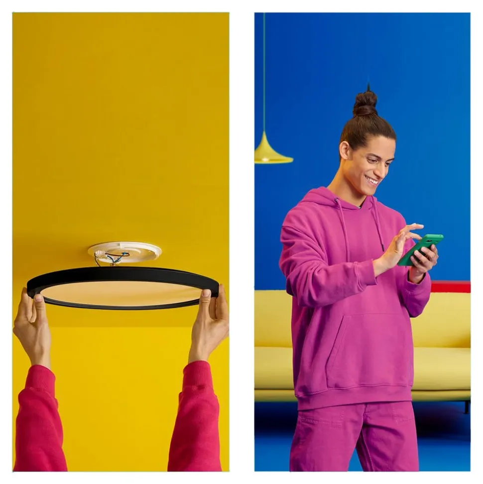 WiZ SuperSlim LED-taklampe RGBW Ø42cm svart