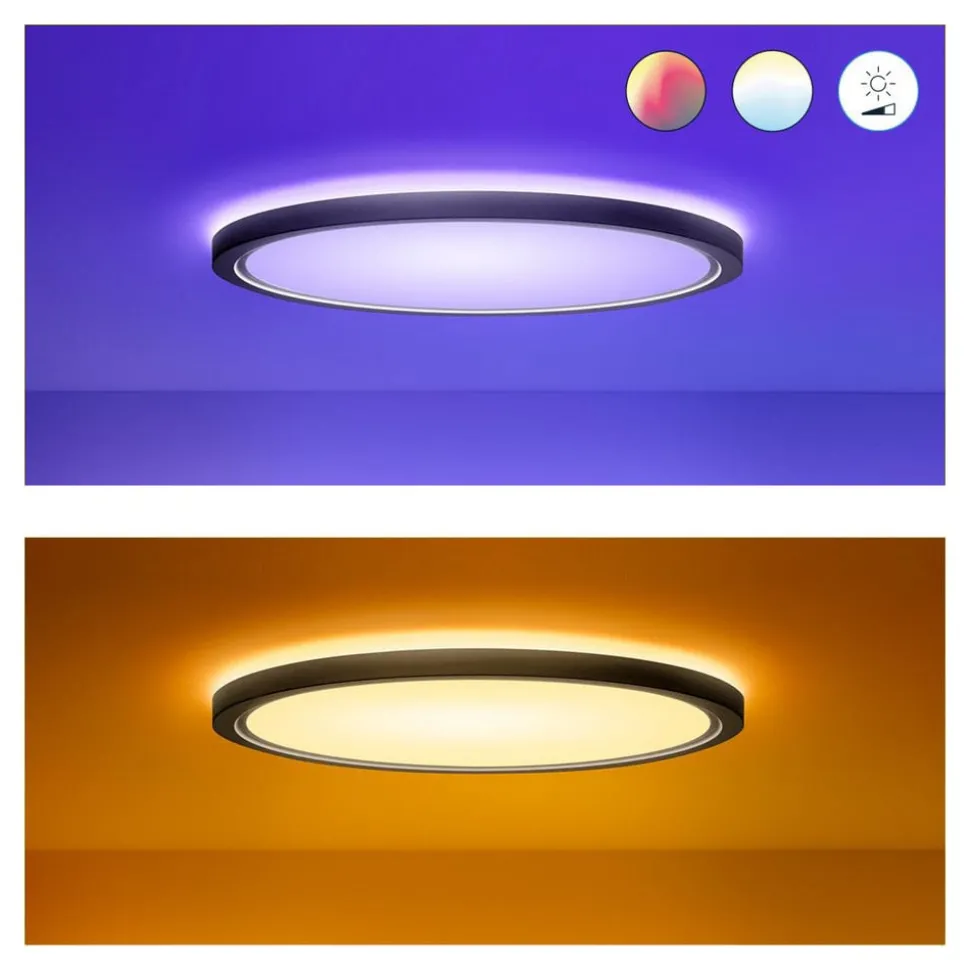 WiZ SuperSlim LED-taklampe RGBW Ø42cm svart