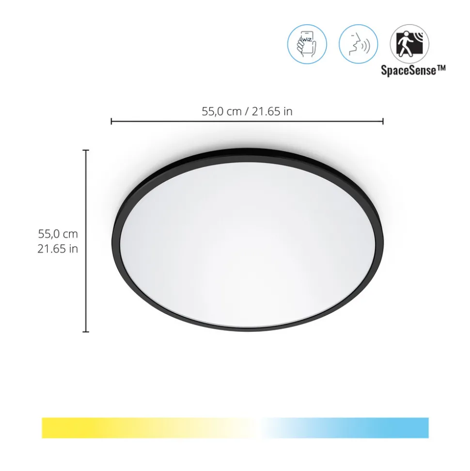 WiZ SuperSlim LED-taklampe CCT Ø55cm svart