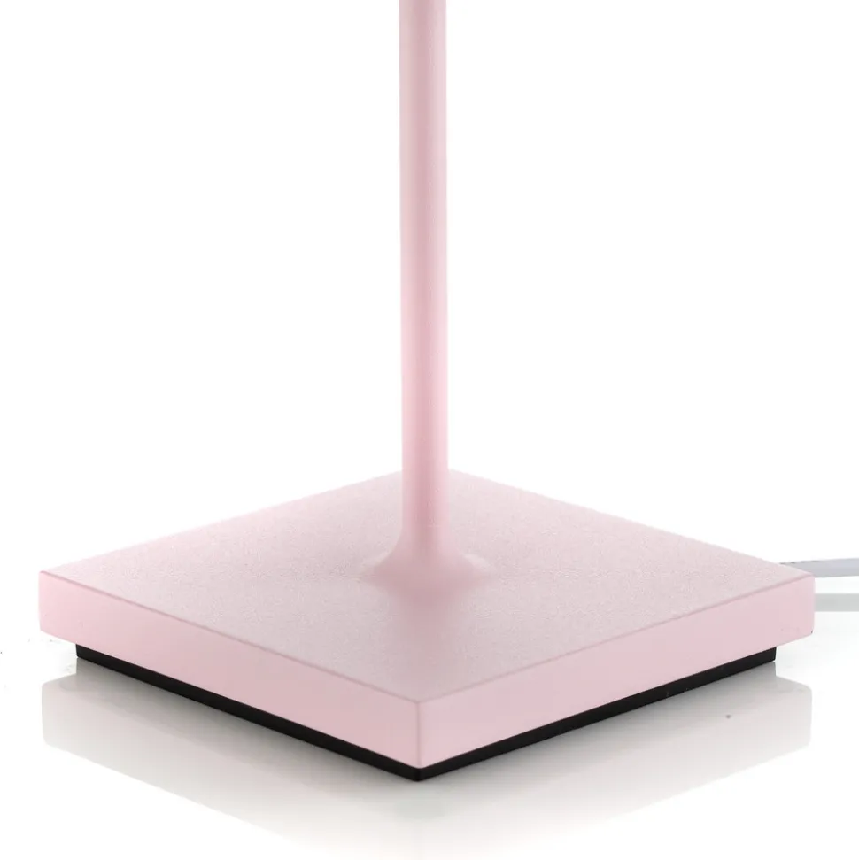 Zafferano Poldina LED-bordlampe, oppladbart batteri, matt, rosa