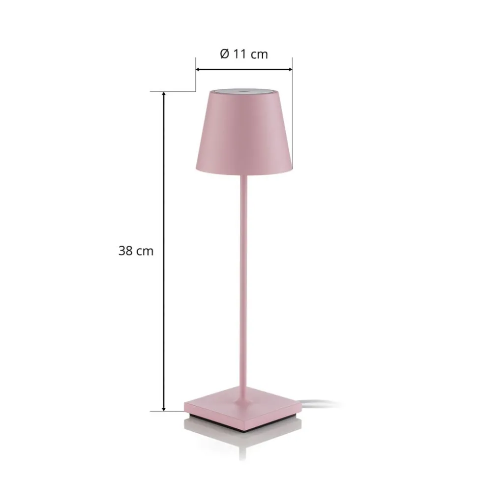 Zafferano Poldina LED-bordlampe, oppladbart batteri, matt, rosa