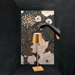 Zafferano Poldina LED-bordlampe med batteridekor gull