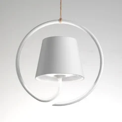 Zafferano Poldina LED-pendel med oppladbart batteri, hvit