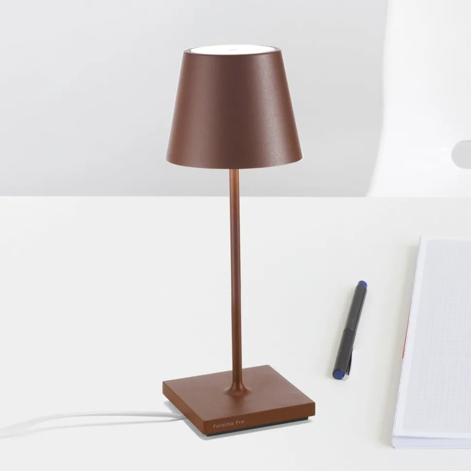 Zafferano Poldina mini bordlampe bat. IP65 corten